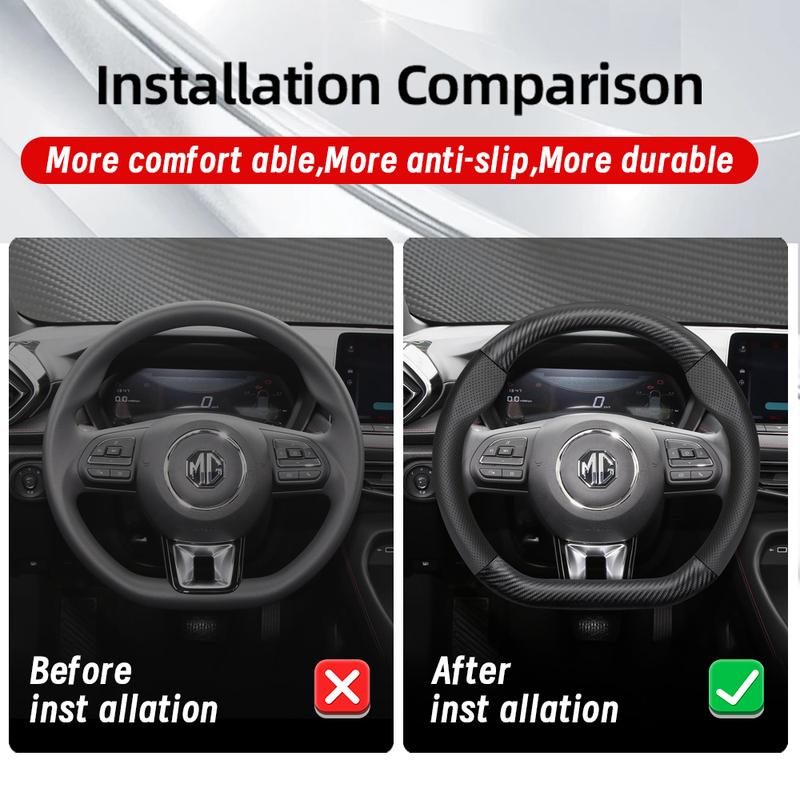 Suitable for Mg Breathable Hole Leather Matte Carbon Fiber Texture Steering Wheel Cover Suitable for Zs Mg3 Hybrid Luxury 2025