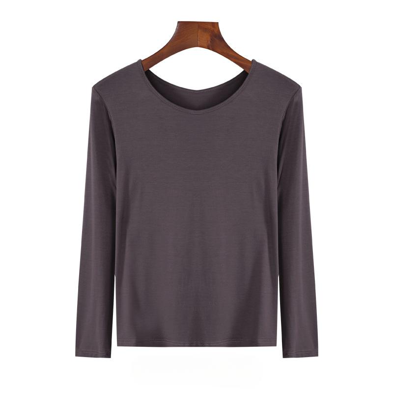 Dámský top s dlouhým rukávem Jarní a podzimní jednobarevný top tričko