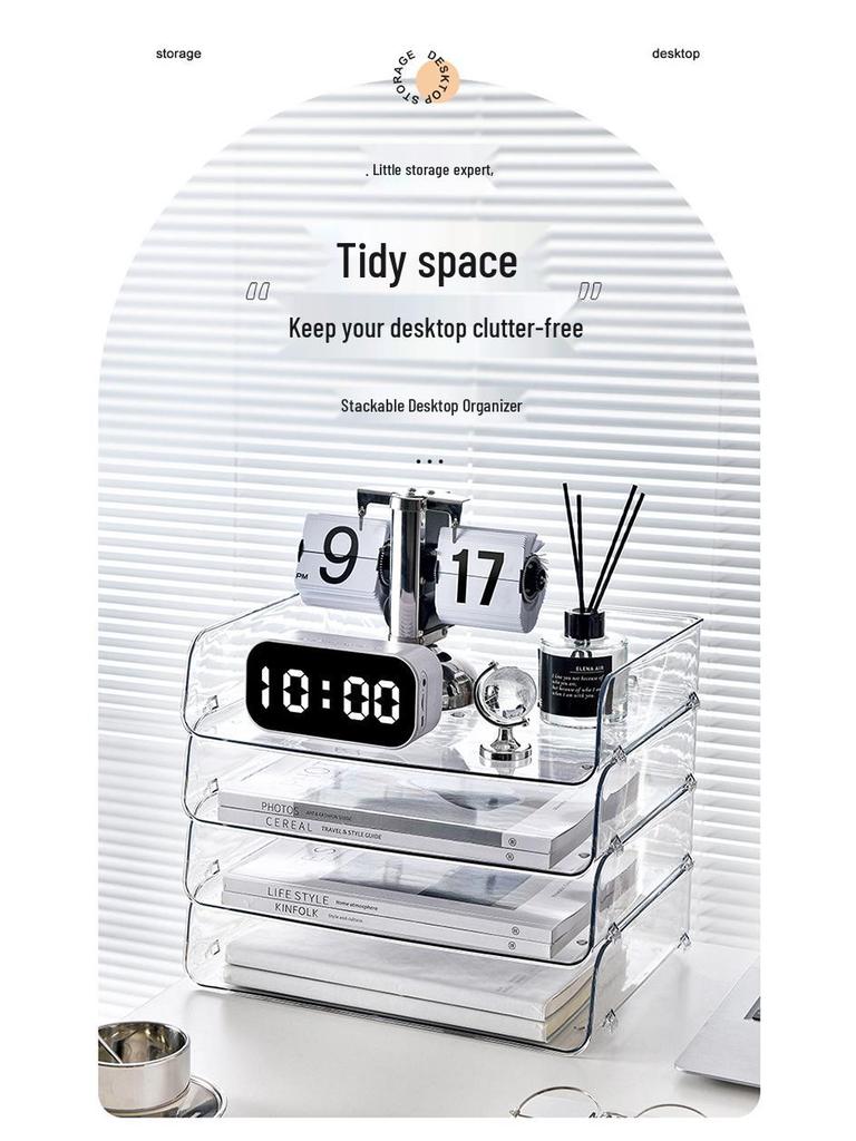 Transparent Desktop File Organizer and Document Storage Rack