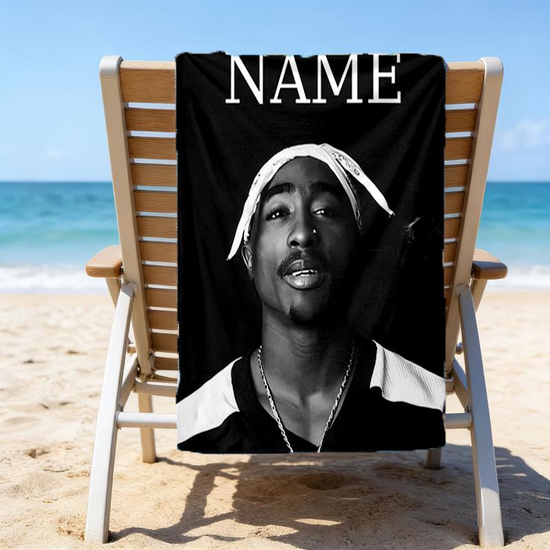 1pc Rapper1 Beach Towel with Custom Name, Beach/Swimming/Bath/Picnic/Camping Towel, Suitable for Seaside Beaches