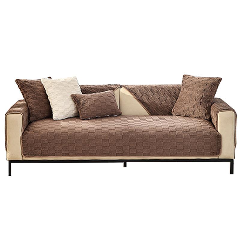 Solid Color Sofa Cushion Cover, Cover Cloth Towel, Simple and Fashionable, Winter Short Plush, Thickened, Non-slip Warm