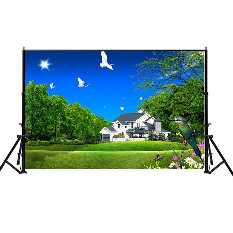 

Sunny Meadow Theme Party Decorations Background Vibrant Green Mountain Scenery Portrait Photography Studio Props 100*150cm-Frameless