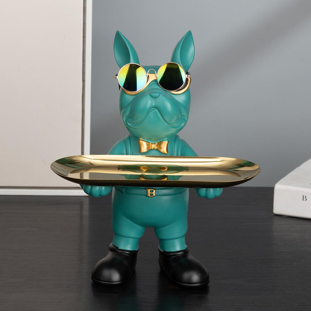 

Смола Статуэтка Поднос Бульдог, Лежащий Бульдог Конфетница Подставка для Ключей Чаша, Аксессуары Бульдог, Статуэтки для Офисного Стола Домашнего Декора зелёный