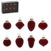 Set of 8 Glass Christmas Tree Ornaments - Burgundy 3.5cm