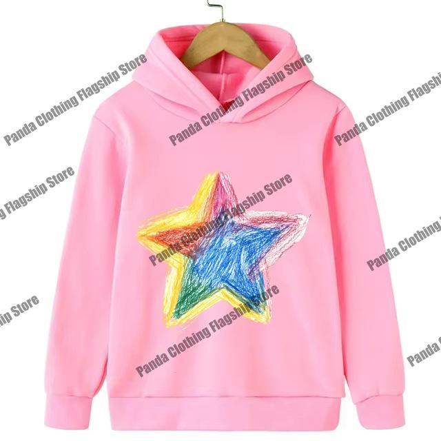 Pink Star Print Children's Hoodie for Boys and Girls - Long-Sleeved and Warm