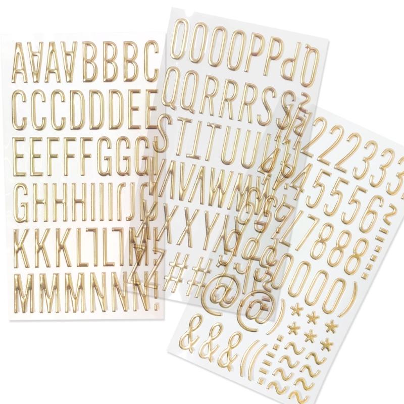 3D Metallic Color Letter Number Sticker PVC Letter Sticker Scrapbooking Sticker for Card Making Photo Album Wrapping