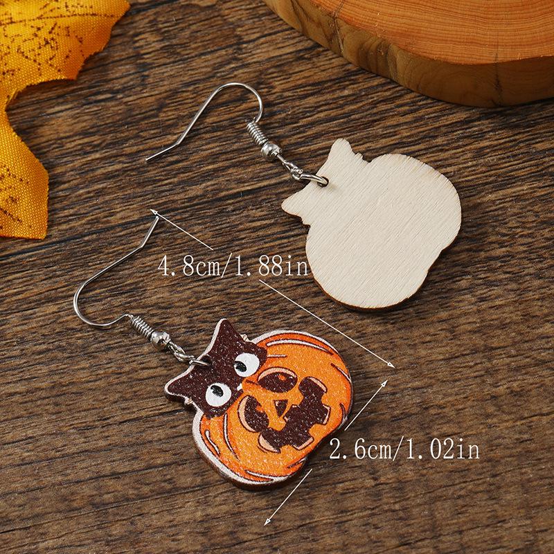 European & American Halloween Pumpkin Cat Candy Basket Earrings