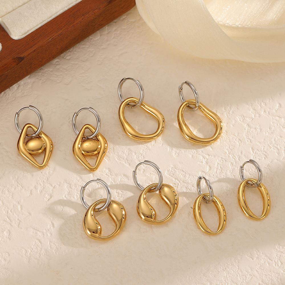 Geometric Stainless Steel Hoop Earrings For Women Summer Fashion Jewelry