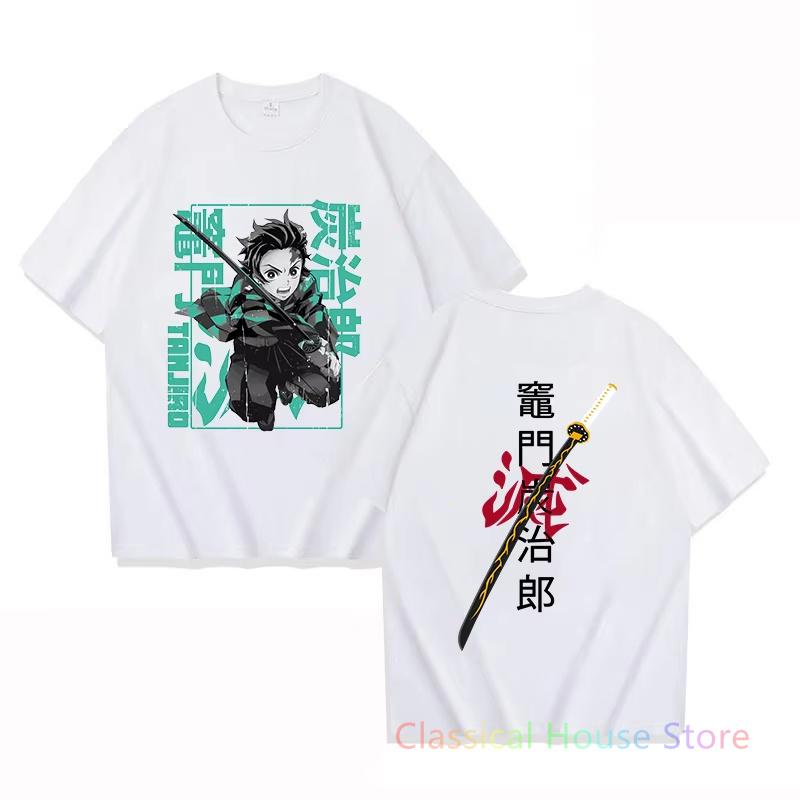 Gorąca Moda Kamado Tanjirou Nadrukowane T-shirty Anime Graficzny T-shirt Kobiety Mężczyźni Casualowy Cool Letni Krótki Rękaw Oversize Top