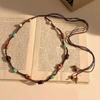 Bohemian Style Butterfly Blue Water Diamond Waist Woven Handmade Wooden Bead Belts Y2K Retro Belt Waist Chain Accessory Skirt