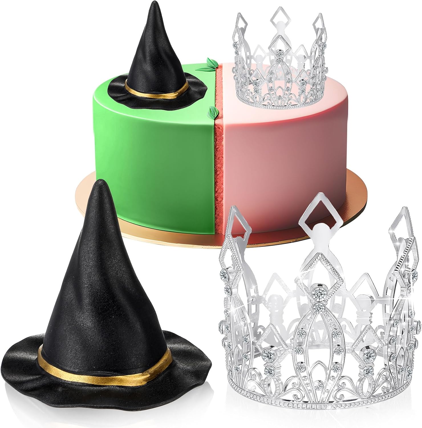 

Witch Hat Silver Crown Cake Decorations Foam Ball Cake Toppers Witches Theme Party Supplies for Halloween Birthday Decorations