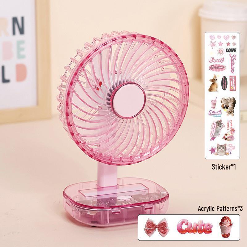

Portable Transparent USB Desktop Fan - Long Battery Life, Cute and Compact for Dorm Rooms 1800mAh [Three Speeds, Adjustable Angle]