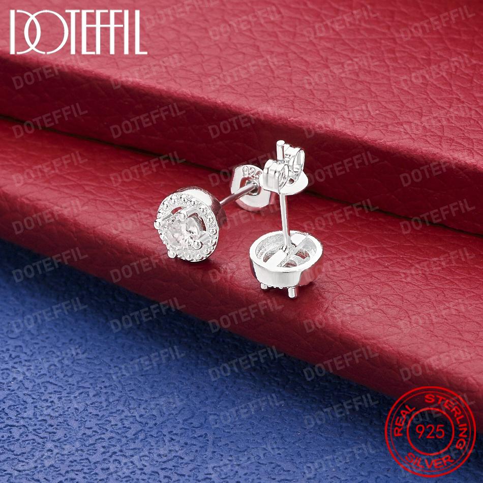 Xiaomi 925 Sterling Silver Delicate Round Zirconia Earrings for Women, Fashionable Party Wedding Jewelry Party Gift