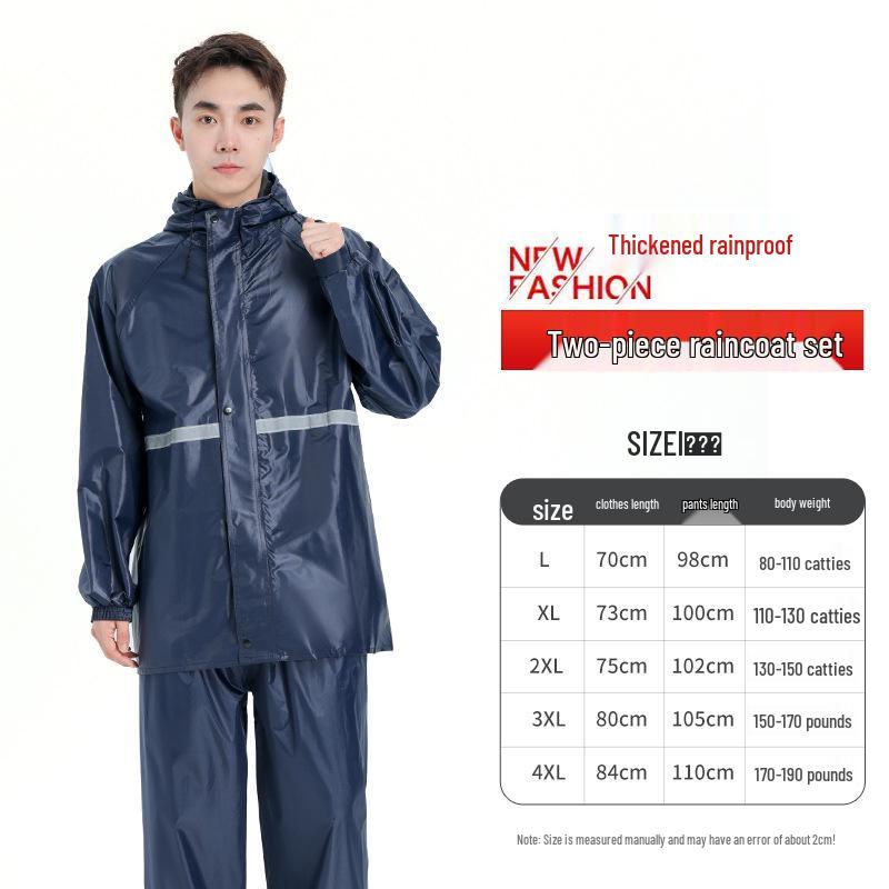 

Men s & Women s Thickened Oxford Cloth Cycling Rain Suit: Black/Navy, Reflective & Wear-Resistant. XL