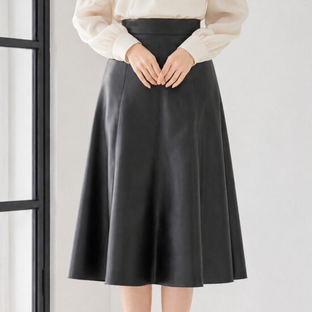 Morris Coming Home Women Faux Leather Flare Long Skirt M2602sk604a