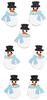 3D Glitter Stickers Snowmen Christmas 7 Pcs