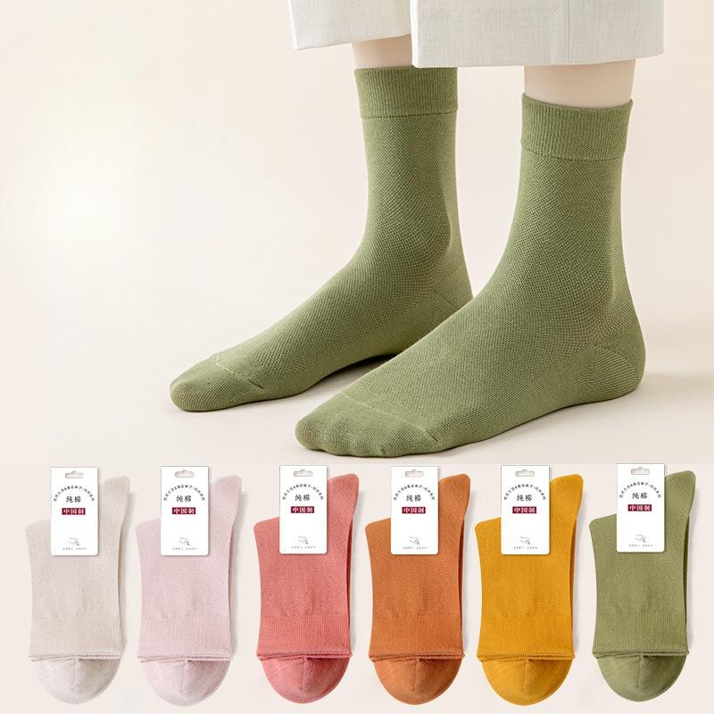 

Women s Mid-calf Pure Cotton Spring and Summer All-cotton White Spring and Autumn Black Women s Long Socks Cotton Socks Sports Solid Color 1 pair grass зелений колір