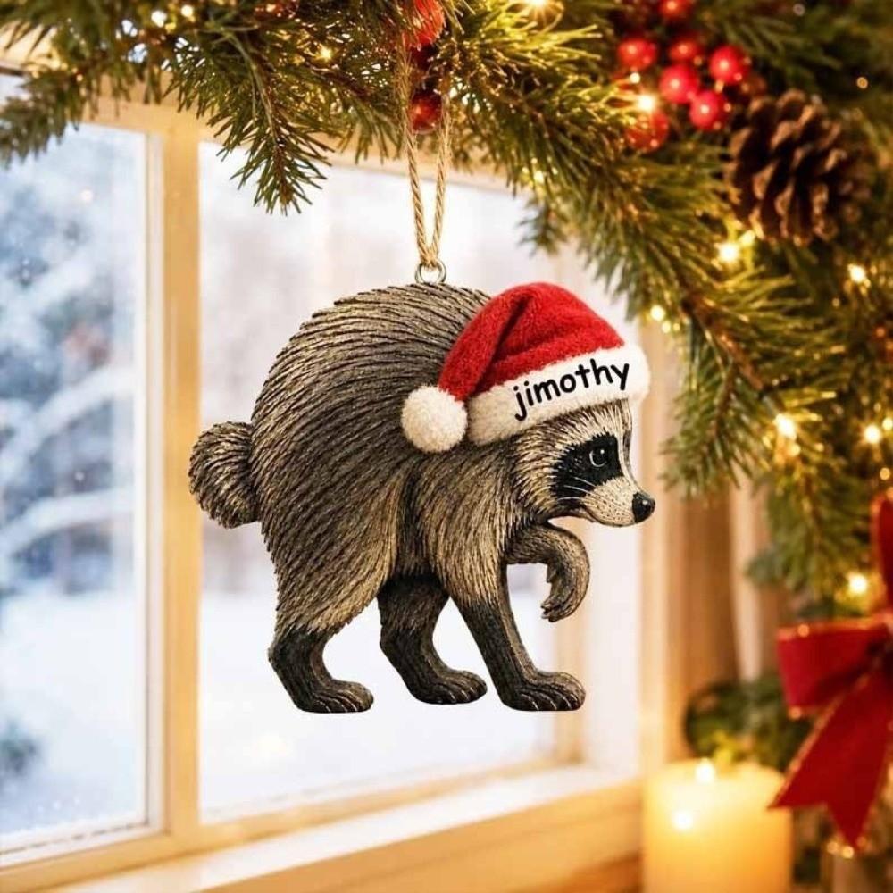 Cute Christmas Tree Pendant 2D Christmas Raccoon Ornament NEW Jimothy Raccoon Ornament Party Decor