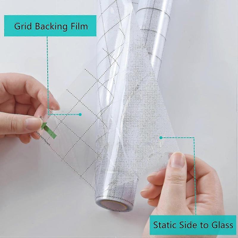 Privacy Window Film Floral Etched Window Film Privacy Glazing Film Repositionable Blackout Film Without Adhesive Anti-UV 30x200cm