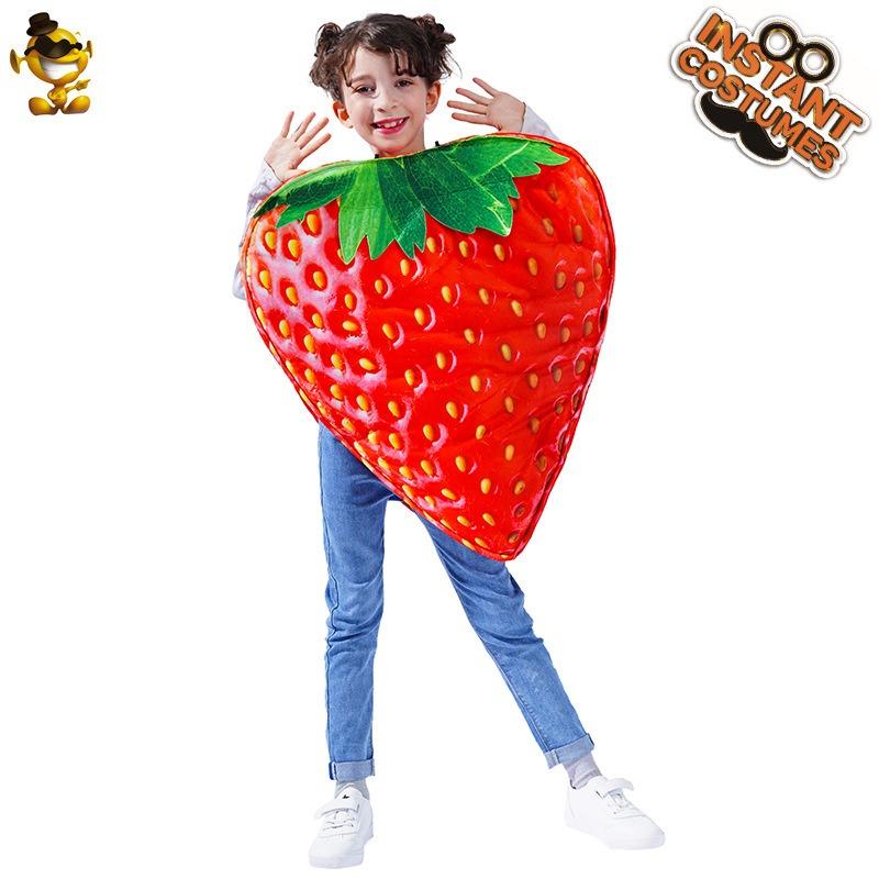 Girls cute strawberry costumes, children's costumes, double-sided strawberry costumes, spoof party costumes