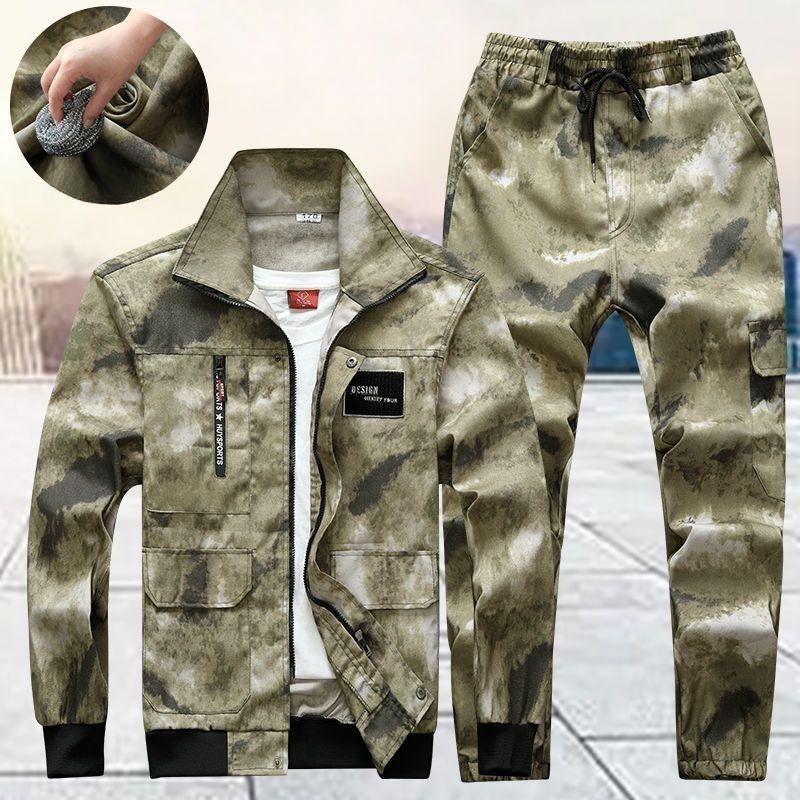 Men's Camouflage Workwear with Large Pockets and Wear-resistant Suit