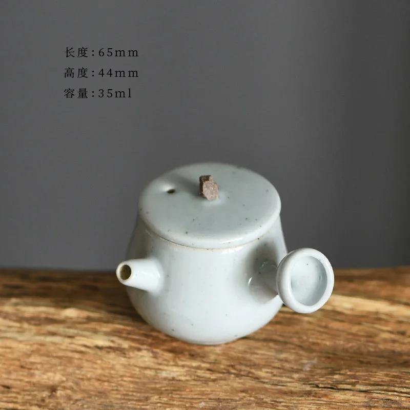 35ml Retro Coarse Pottery Mini Side Handle Pot Chinese Fingertip Teapot Handmade Tea Brewing Small Kettle Kung Fu Tea Teaware