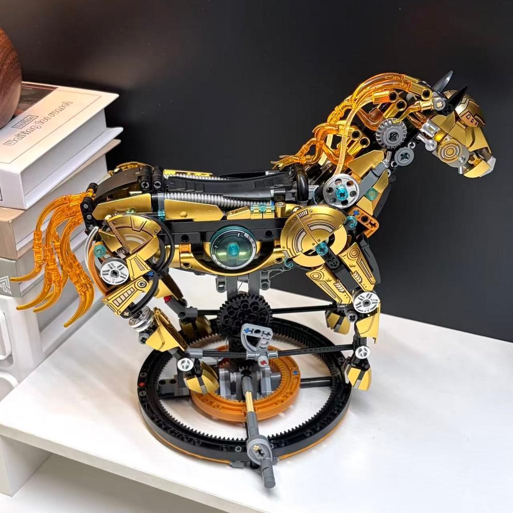 Mechanical Horse Building Block Set, 3D Assembled Robot Horse Model, Home Desktop Decoration Gift, Perfect Gift For Christmas, Halloween, Valentine'S