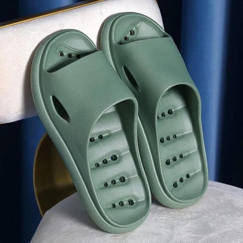 Fashion Shiatsu Flat Indoor Pvc Men's Shoe House Bathroom Walk Around Home Male Slipper Slides High Quality Fashion Comfortable Y2k Fun