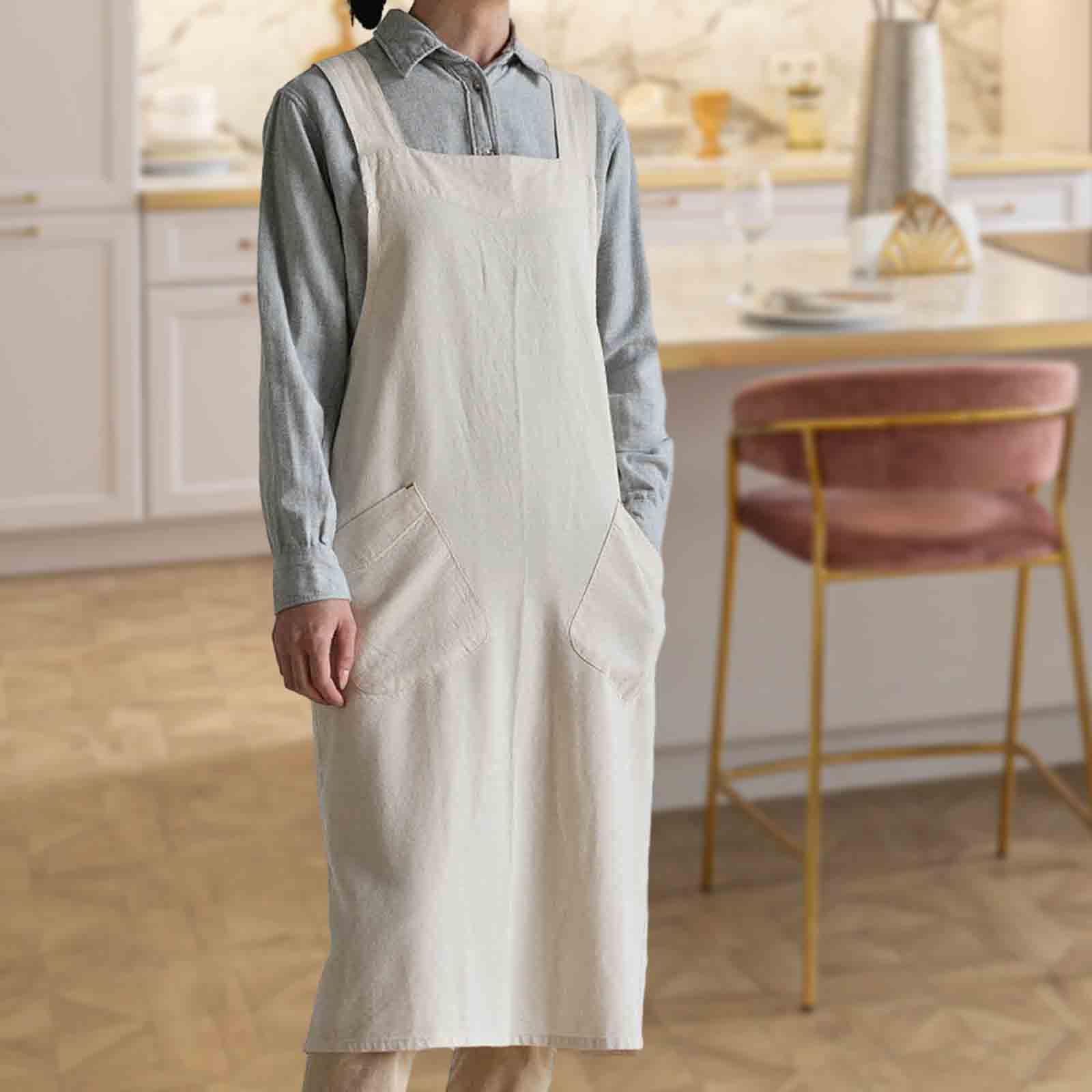 Рабочий фартук Фартук для рисования 34,65 дюйма с передними карманами Очень длинный Японский для сварки Женщина Мужчина Рисование белый