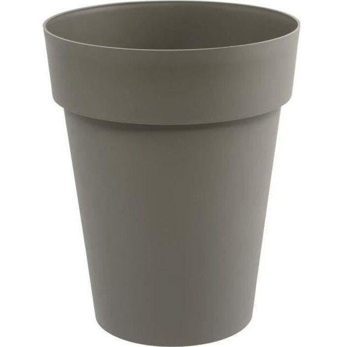 EDA - Pot de fleurs Rond mi-haut - Toscane - Ø 44 x 53 cm - Intérieur / Extérieur - 50 L - Taupe