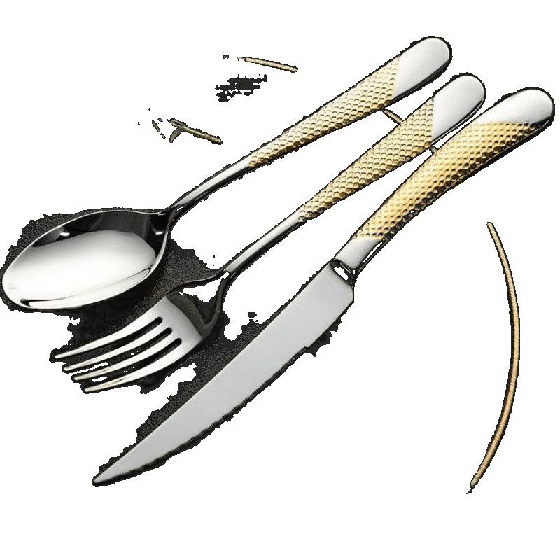 German stainless steel steak knife and fork set European food grade stainless steel household high-end western tableware three-piece set