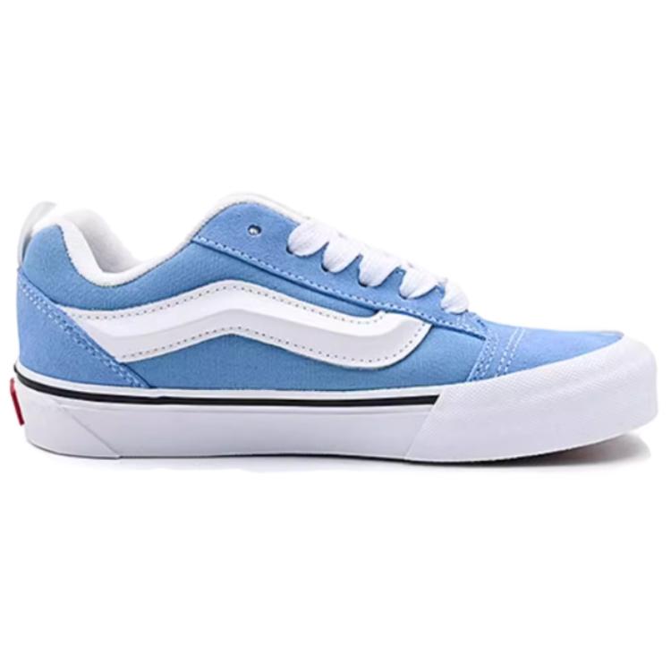 Vans Knu Skool Fabric Cow Split Leather Trendy Comfortable Low Top Skate Shoes Unisex Sneaker Blue VN000D6CE2W