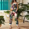 Women's Jumpsuit  Print Casual Loose Vintage Shoulder Strap Cotton Linen