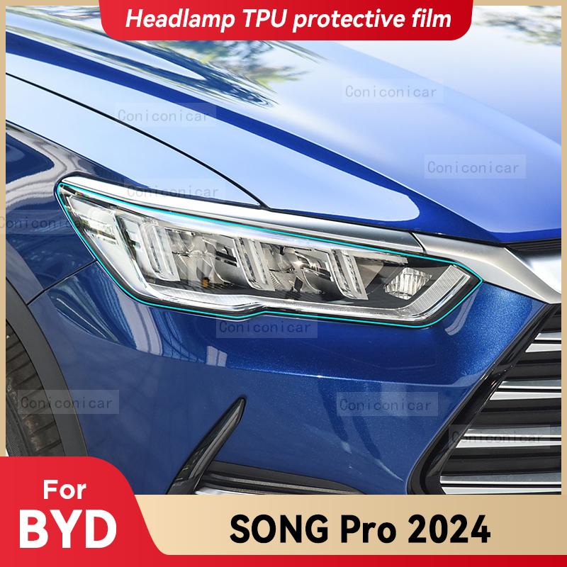 Für BYD SONG PRO 2024 Auto Scheinwerfer Transparent TPU Schutzfolie Frontlicht Tönung Farbwechsel Aufkleber Zubehör
