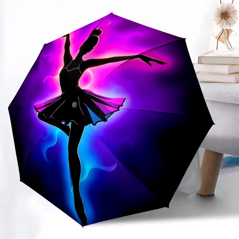 1pc Dance Art Automatic Folding Umbrella - 8-Rib Compact Travel Umbrella Durable & Portable for Outdoor Use, Perfect Gift for Birthdays006