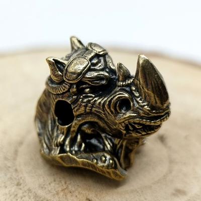 Rhinoceros Head Brass Knife Beads EDC DIY Woven Bracelets Lanyard Key Chain Pendants Accessories Outdoor Tool Hangings Charms