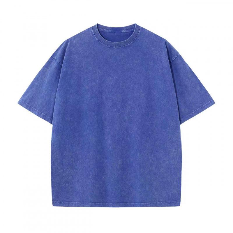 

230g Pure Cotton Vintage Tie-dye Washed Drop Shoulder Short Sleeve T-shirt - Loose Oversize Retro Style M