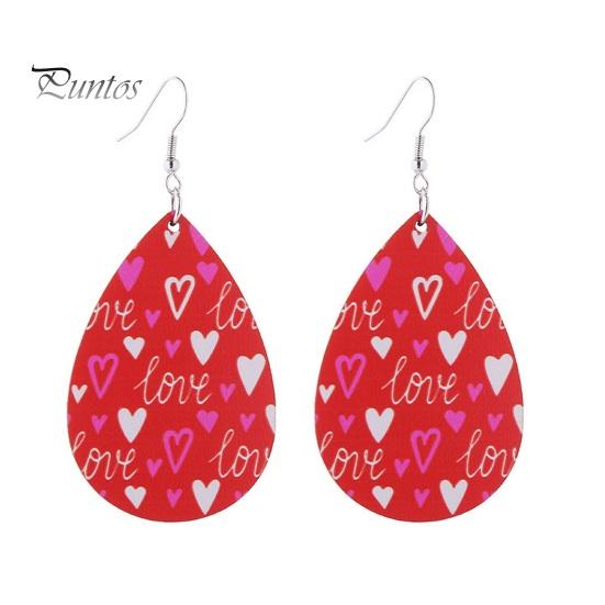 

1 пара женских цветных контрастных серег с буквенным принтом розовой серии, серьги-крючки, романтические серьги-капли на День Святого Валентина A