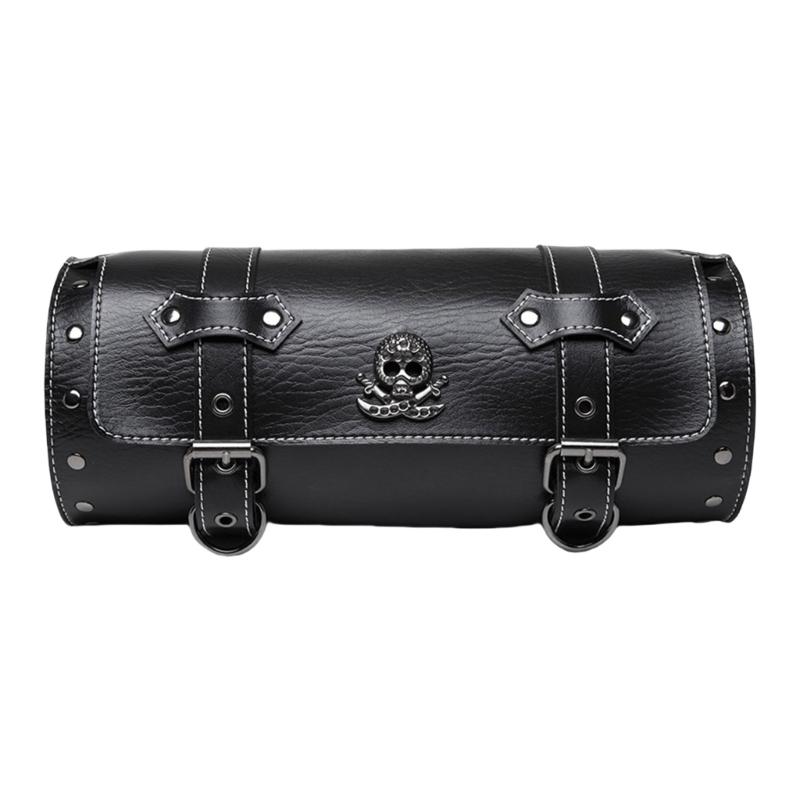Motorcycle Saddlebag Vintage Tool Bag Skull Pattern PU Storage Pouch Front Fork Handlebar Bag Tool Bag