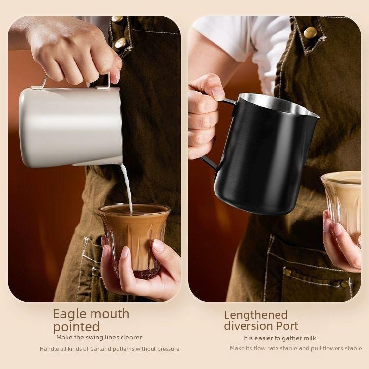 304 Rostfritt Stål Italiensk Latte Art Skumkanna med Pip för Kaffe
