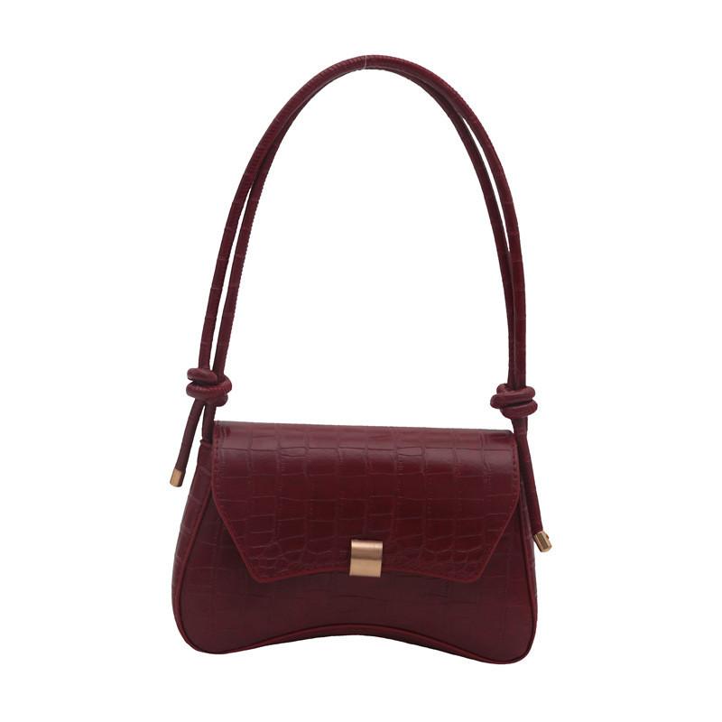 Elegant Medium Size Crocodile Texture Shoulder Bag For Women In Trendy Urban Minimalist Style