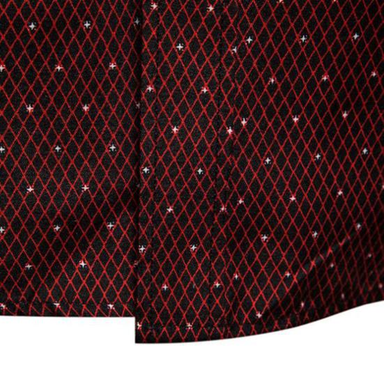 Camicia da Uomo Formale Monopetto Revers Stampa a Pois Camicia Estiva da Lavoro
