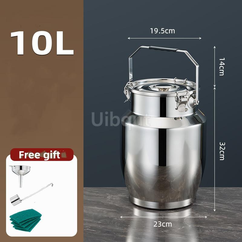 Stainless Steel Sealed Tank Large Capacity Rice Oil Wine Barrel Tea Can Milk Bucket Edible Oil Barrel Wine Jar Sealed Tank