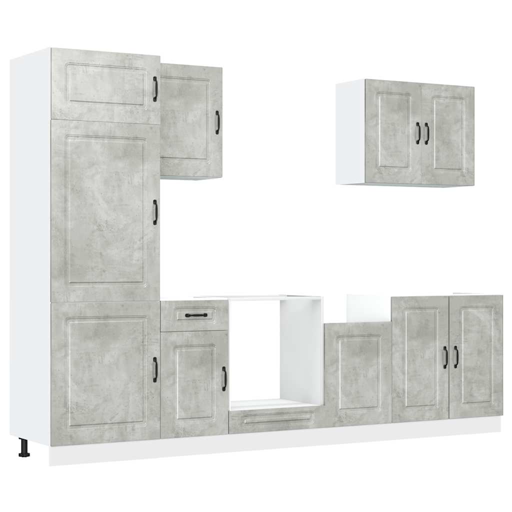 7 Piece Kitchen Cabinet Set Kalmar Concrete Grey Particleboard