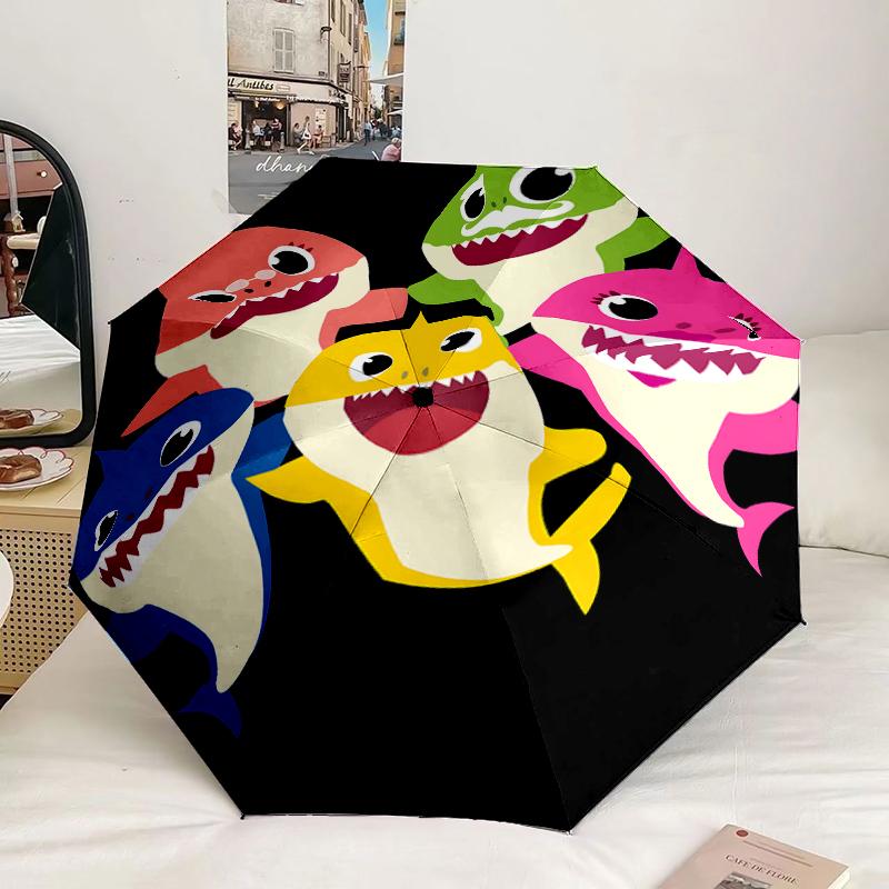 Cartoon Shark Dance Party Umbrella 8-Frame for Travel, camping, Casual Lightweight Portable Umbrella, Essential for every family Holidays Gift