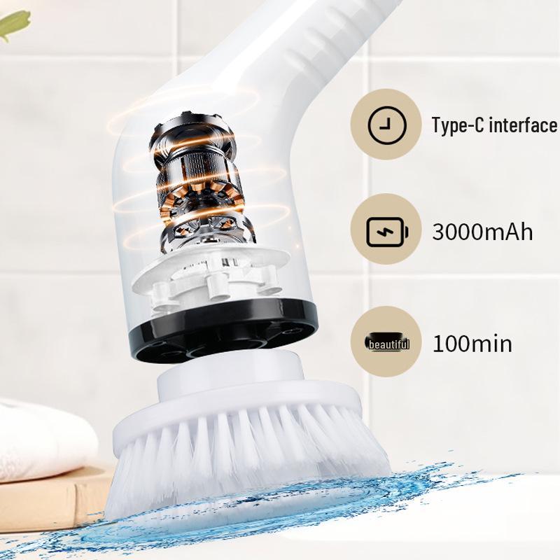 7-i-1 Sladdlös Elektrisk Rengöringsborste med Utdragbart Långt Handtag för Badrum och Golv