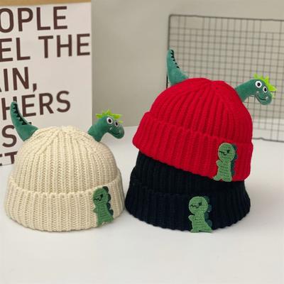 Autumn and Winter Cute Super Cute Dinosaur Shape Baby Wool Hat Boys and Girls Warm Baby Pullover Knitted Children's Hat