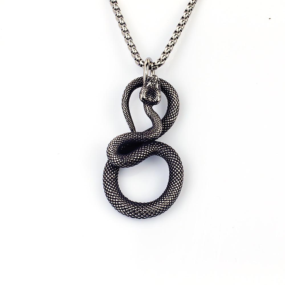 Viking Dragon Pattern Stainless Steel Necklace Bold Retro Fashion Jewelry