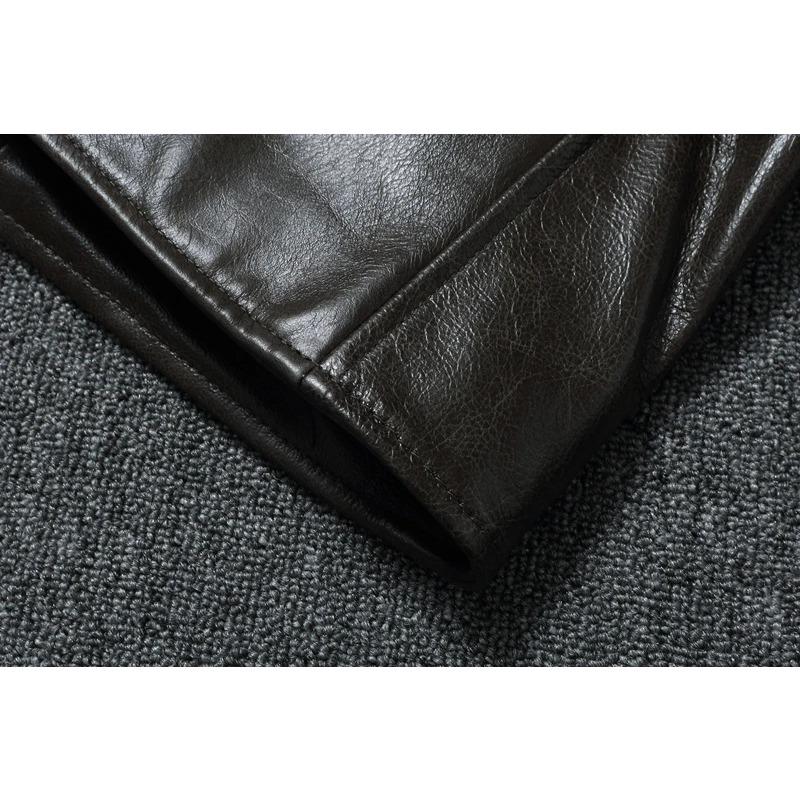 Chinese Size Genuine Cow Mens Leather Jacket Men Jackets Slim Gray Brown Stand Collar Jacket For Men Spring Autumn