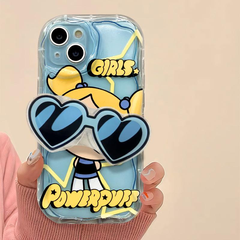 Applicable To Iphone16/15 iPhone Case 17promax Cartoon Sunglasses Holder 14 Cute 13 Soft Silicone